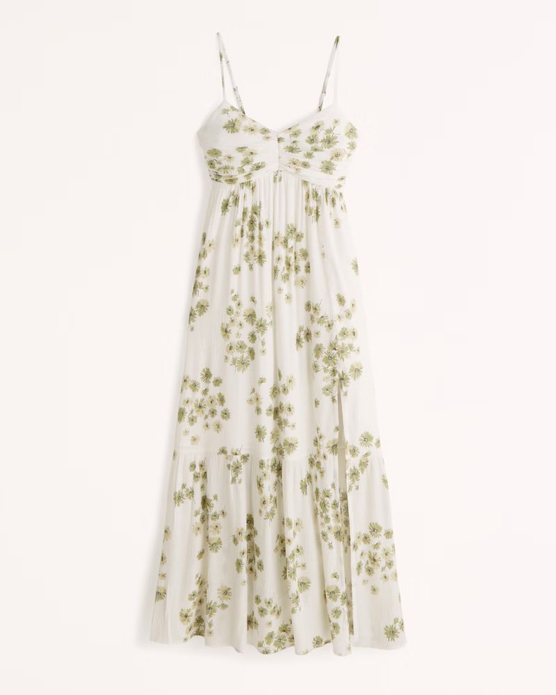 Ruched Babydoll Maxi Dress | Abercrombie & Fitch (US)