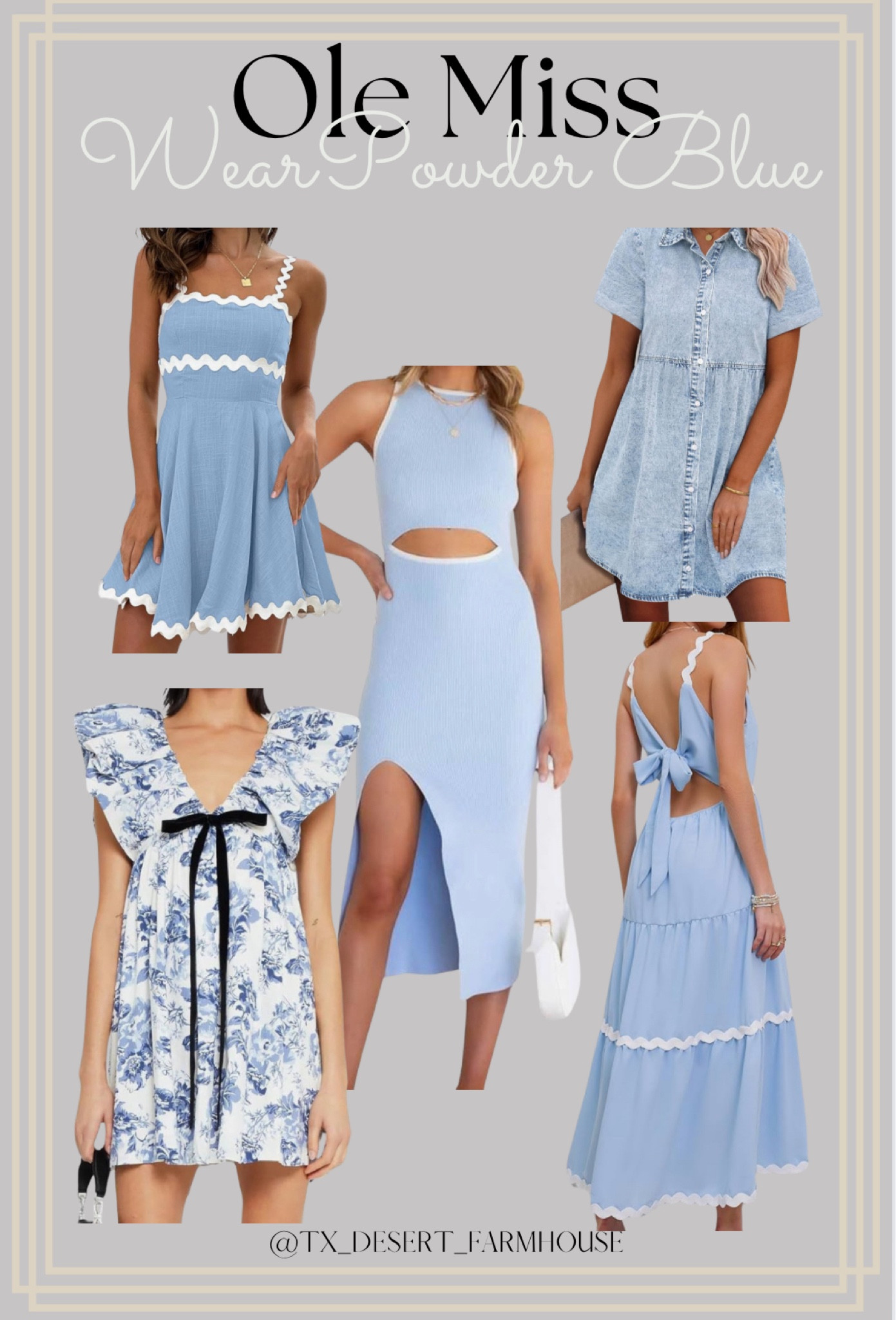 Ole Miss Wear Powder Blue Football Game is coming up September 21st. Do you have your outfit for this home game?

MEROKEETY Women's Knit Bodycon Sweater Dress Button Short Sleeve Crew Neck Elegant Formal Mini Dress

OBEEII Women Summer Dresses 2024 Vacation Boho Spaghetti Strap Backless Smocked Rickrack Trim Flowy A-line Maxi Sundress

Senllen Summer Dresses for Women 2024 Casual Square Neck A-line Sundress with Rickrack Straps Sleeveless RIC Rac Mini Dress

Women Summer Dresses Spaghetti Straps Sleeveless Backless Flowy A Line Maxi Sundress Smocked Beach Tank Midi Dress

PRETTYGARDEN Women's Summer 2 Piece Outfits 2024 Cap Sleeve V Neck Belted Crop Tops Wide Leg Pant Sets Casual Tracksuit

Cutiefox Women's Sleeveless Cut Out Side Slit Ribbed Knit Bodycon Tank Midi Dress

GRAPENT Denim Dress for Women Babydoll Tiered Short Sleeve Button Down Jean Shirt Dresses

Zilcremo Women's Button Down Babydoll Denim Dress Long Sleeve Jean Shirt Dress with Pockets

Women Summer Puff Short Sleeve Denim Dress Mock Neck Babydoll Jean Dress with Bow

Womens Denim Dress Casual Sleeveless Jean Mini Dresses Loose A-Line Jumper Dress with Pockets

Women Y2k Floral Babydoll Dress Boho Print V Neck Ruffle Mini Dress Puff Sleeve Backless Bow Tie Short Flowy Dress

Cantonwalker Womens Satin Strapless Side Slit Stretch Bodycon Party Mini Dresses

#powderblue #wearpowderblue #olemiss #olemissfootball #footballoutfit #gamedayoutfit #gorebs #babyblue #powderbluedress #bluedress #bluegamedaydress

#LTKU #LTKFindsUnder50 #LTKStyleTip