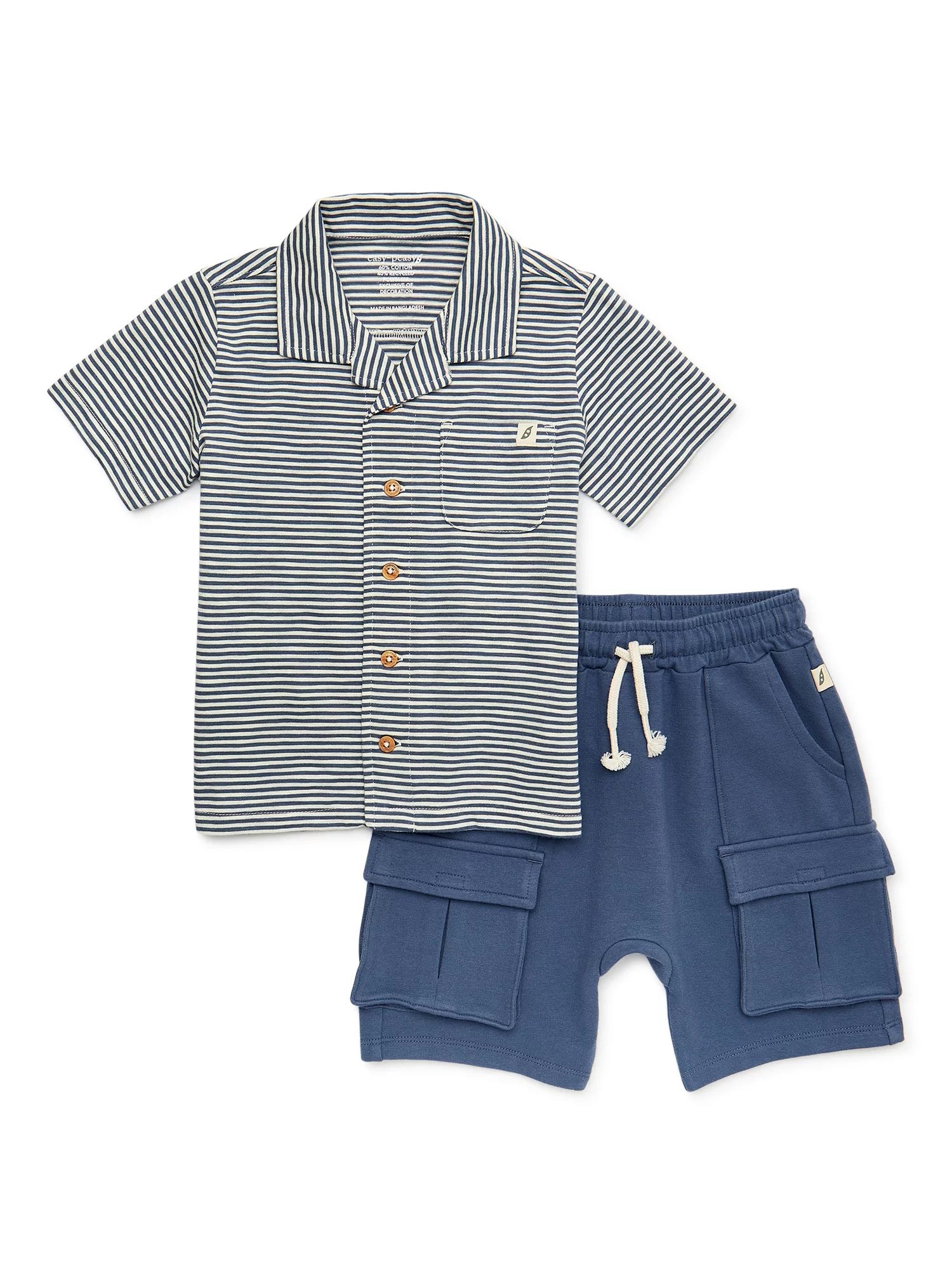 easy-peasy Baby and Toddler Boys Camp Shirt and Shorts Outfit Set, 2-Piece, Sizes 12M-5T | Walmart (US)