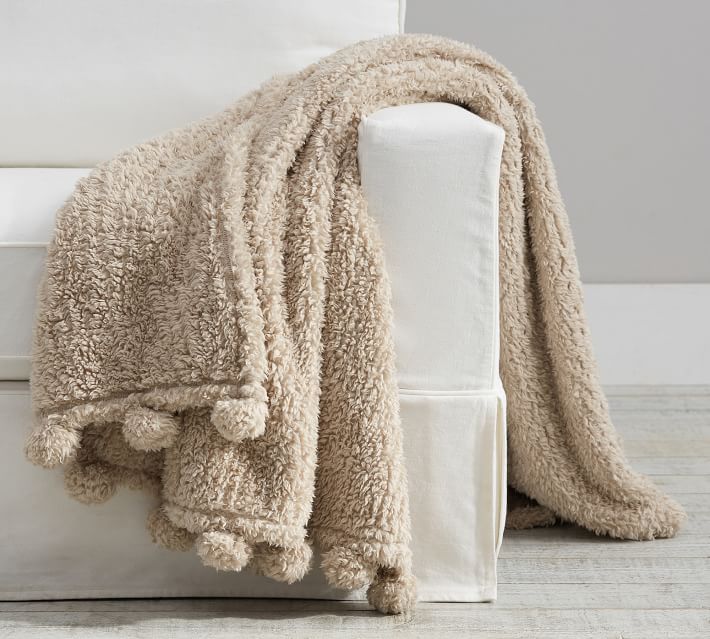 Cozy Pom Pom Sherpa Throws | Pottery Barn (US)