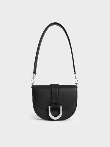 Mini Gabine Leather Saddle Bag
 - Black | Charles & Keith US