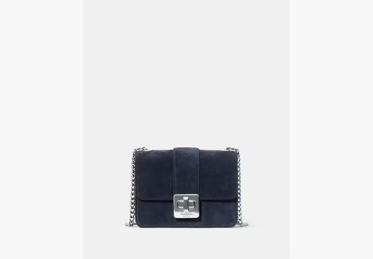 Kate Spade Phoebe Suede Turnlock Mini Flap Crossbody, Blazer Blue | Kate Spade Outlet