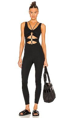 PatBO Lace-Up Onesie in Black from Revolve.com | Revolve Clothing (Global)