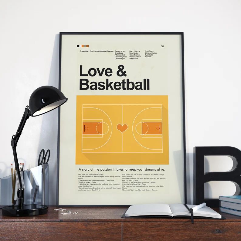 Love & Basketball Mid-Century Modern Inspired Print | 12"x18" PRINT ONLY | Etsy (US)