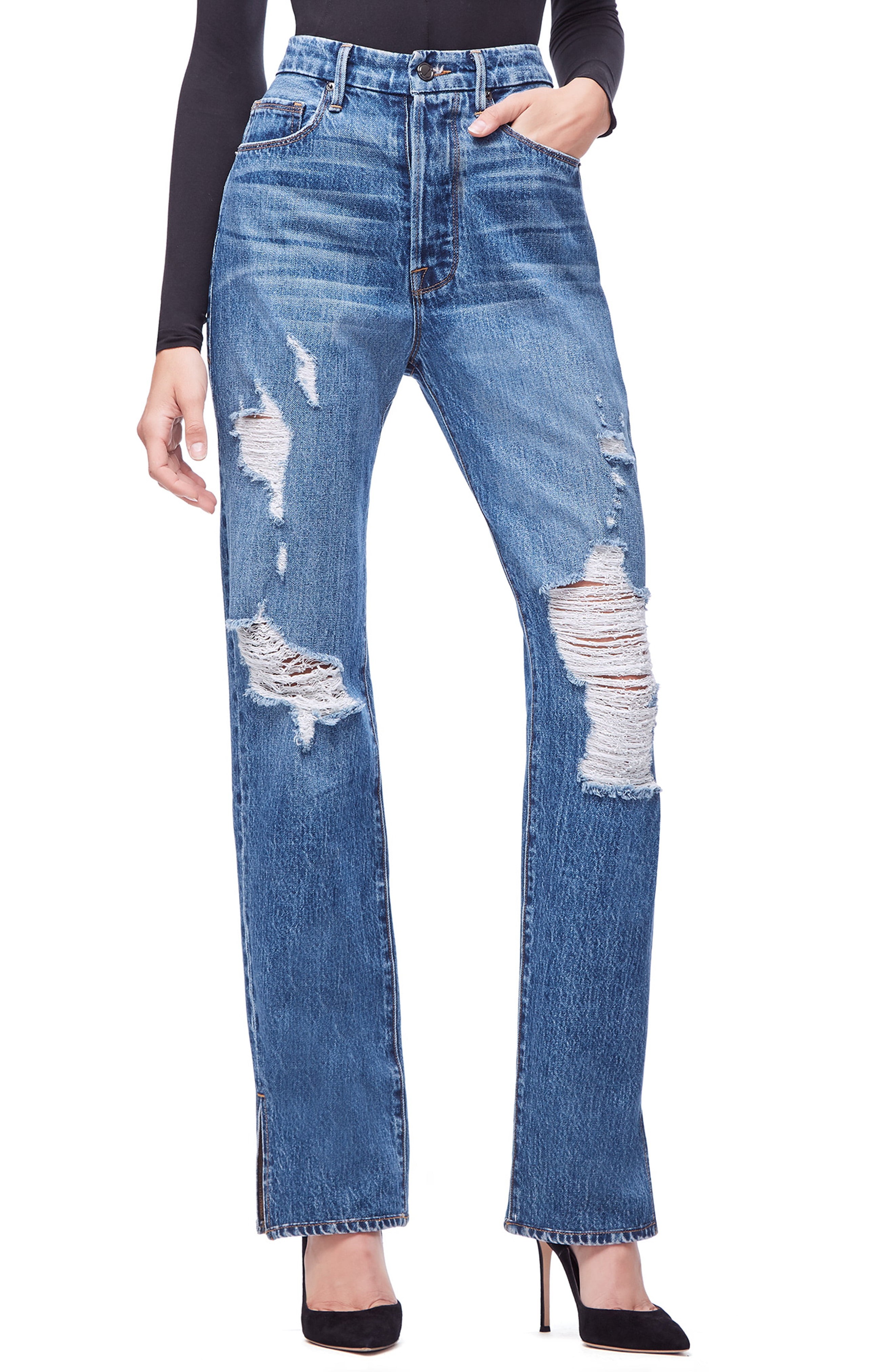 Women's Good American Good Boy High Rise Ripped Boyfriend Jeans | Nordstrom