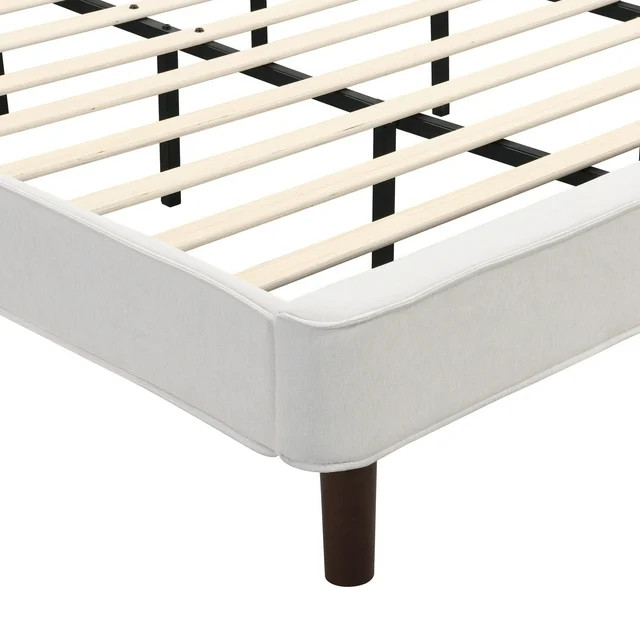 Kian Modern King Bed Frame, Upholstered Platform Bed with Wingback Headboard, Solid Wood Legs, Be... | Walmart (US)