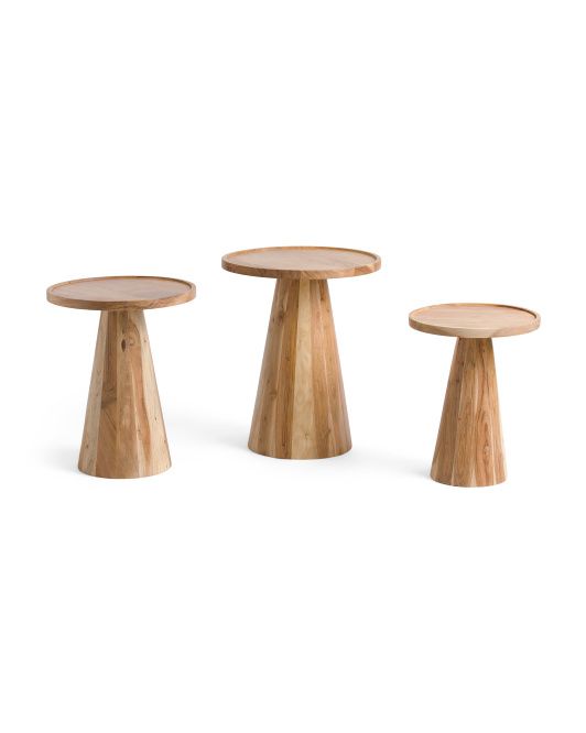 Set Of 3 Nested Acacia Wood Accent Tables | TJ Maxx