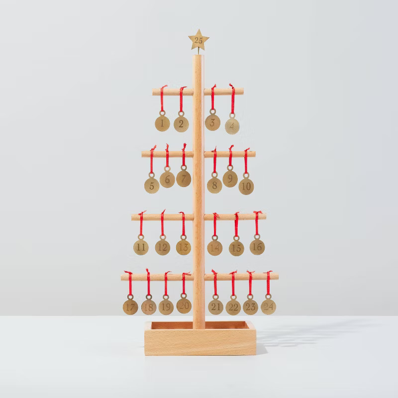 20.8" Wooden Christmas Advent Calendar Tree with Metal Charms - Hearth & Hand™ with Magnolia | Target