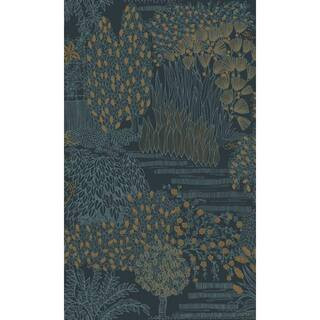 Blue Garden Print Non-Woven Paper Paste the Wall Textured Wallpaper 57 sq. ft. | The Home Depot