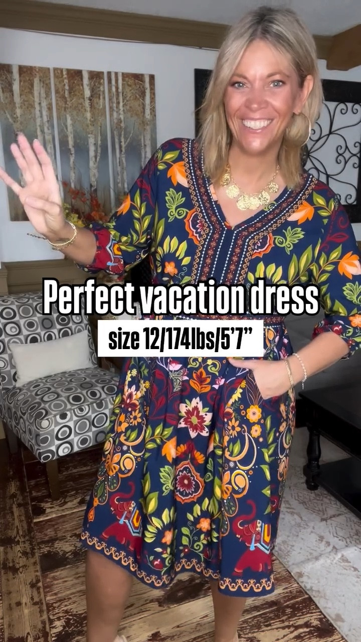 my gorgeous dress 👗 perfect for a warm weather vacation or the spring season ahead! I’m wearing the size 12 and I’m 174lbs/size 12/5’7” tall. 
.
.
Resort wear, vacation dress, dress with pockets, spring fashion, size 12 , midsize fashion

#LTKSeasonal #LTKOver40 #LTKMidsize