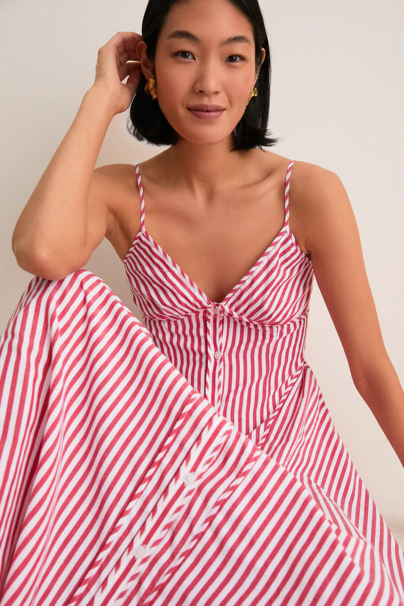 Red and White Striped Arabella Midi Dress | Tuckernuck (US)