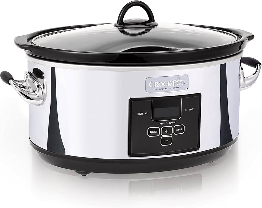 Crock-Pot 7 Quart Programmable Slow Cooker with Digital Timer, Food Warmer, Polished Platinum, Pe... | Amazon (US)