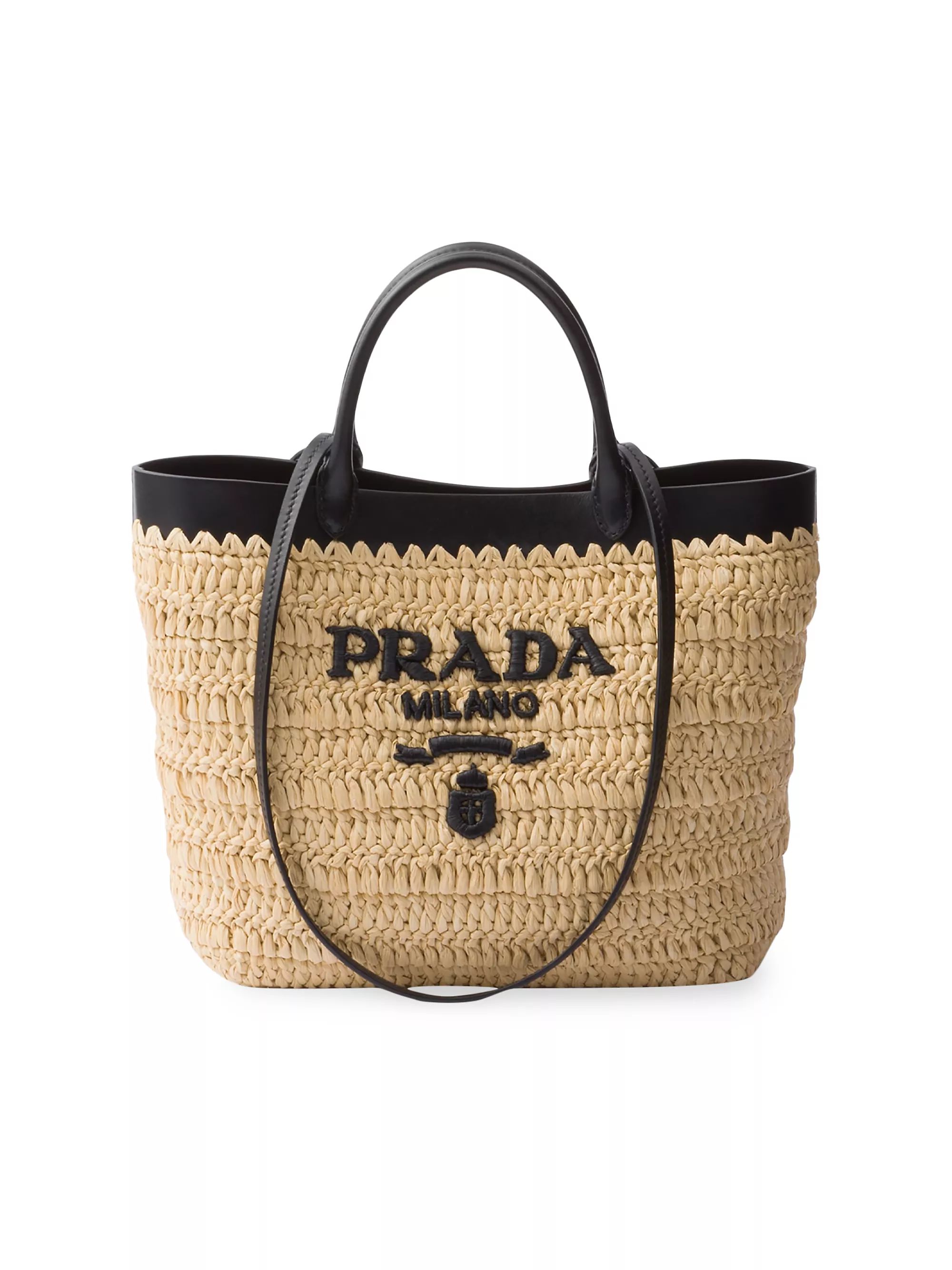 Small Woven Fabric and Leather Tote Bag | Saks Fifth Avenue
