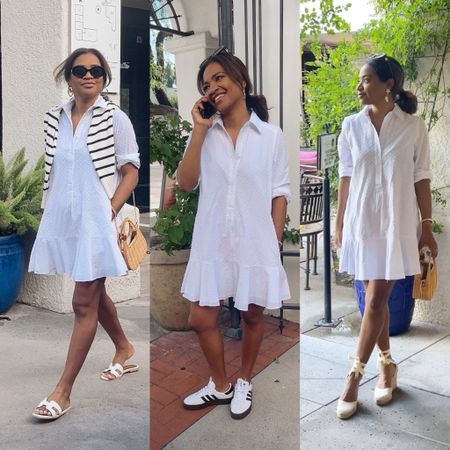 My Summer staples from @tuckernuck include two versatile Summer dresses! In this post, I’m wearing the 
“White Dot Callahan” shirt dress which is one of their best sellers. I’m wearing a small and I am 5.5”. I am 
also linking their “Carina” espadrilles which are TTS and I also picked up the “Fiji bag” in “Natural”.
#tuckernucking #tuckernuckpartner 

#LTKSeasonal #LTKStyleTip
