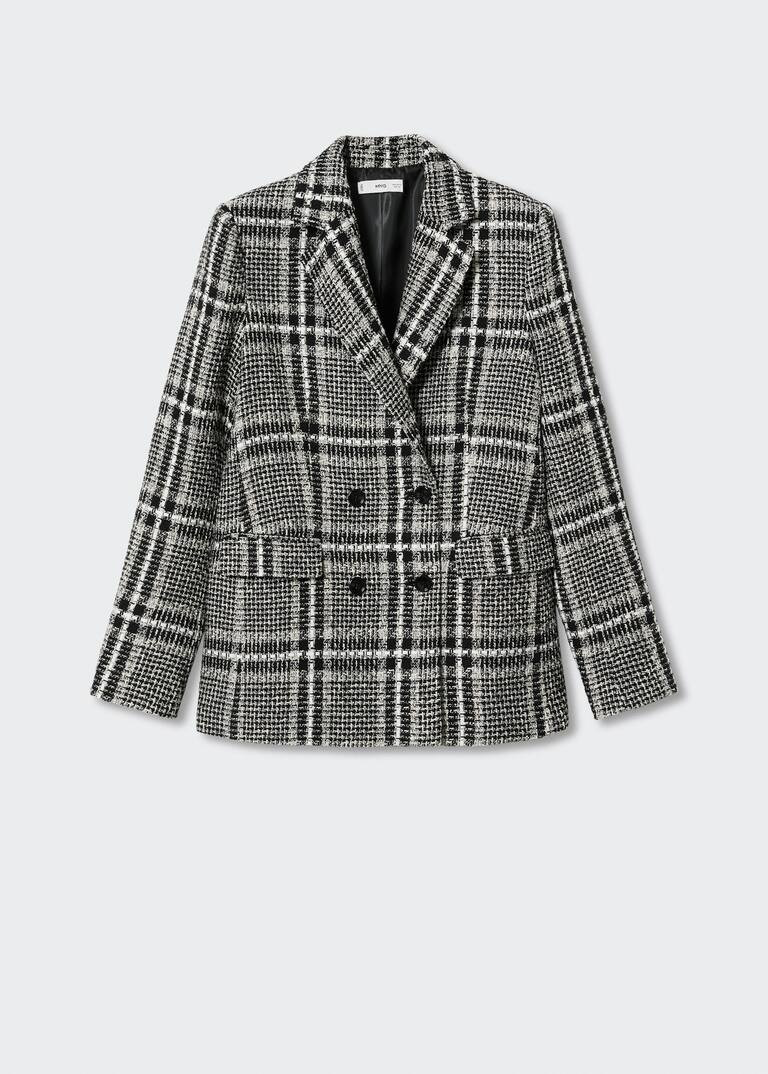 Tweed check blazer -  Women | Mango USA | MANGO (US)
