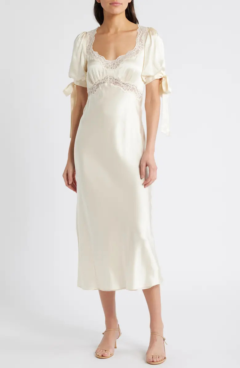 Reformation x Kacey Musgraves Stella Lace Trim Silk Midi Dress | Nordstrom | Nordstrom