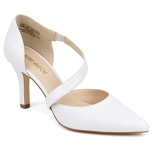 JENN ARDOR Women's White Closed Toe Heels for Women 3 inch Stilettos Professional D'Orsay Pumps Sexy Ankle Strap Pointed Wedding Bride Evening Party Office Ladies Dress Shoes High Heels 9.5 | Amazon (US)