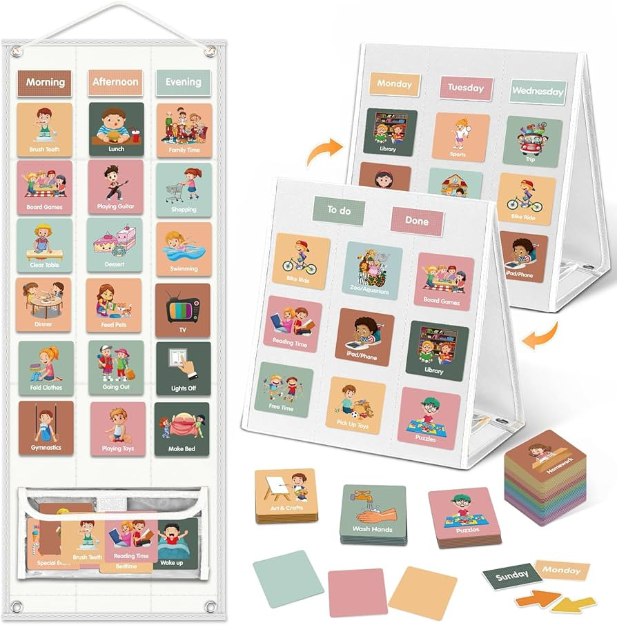 Godery Large Visual Schedule for Kids Chore Reward Chart,Bedtime Routine Chart for Toddlers,Doubl... | Amazon (US)
