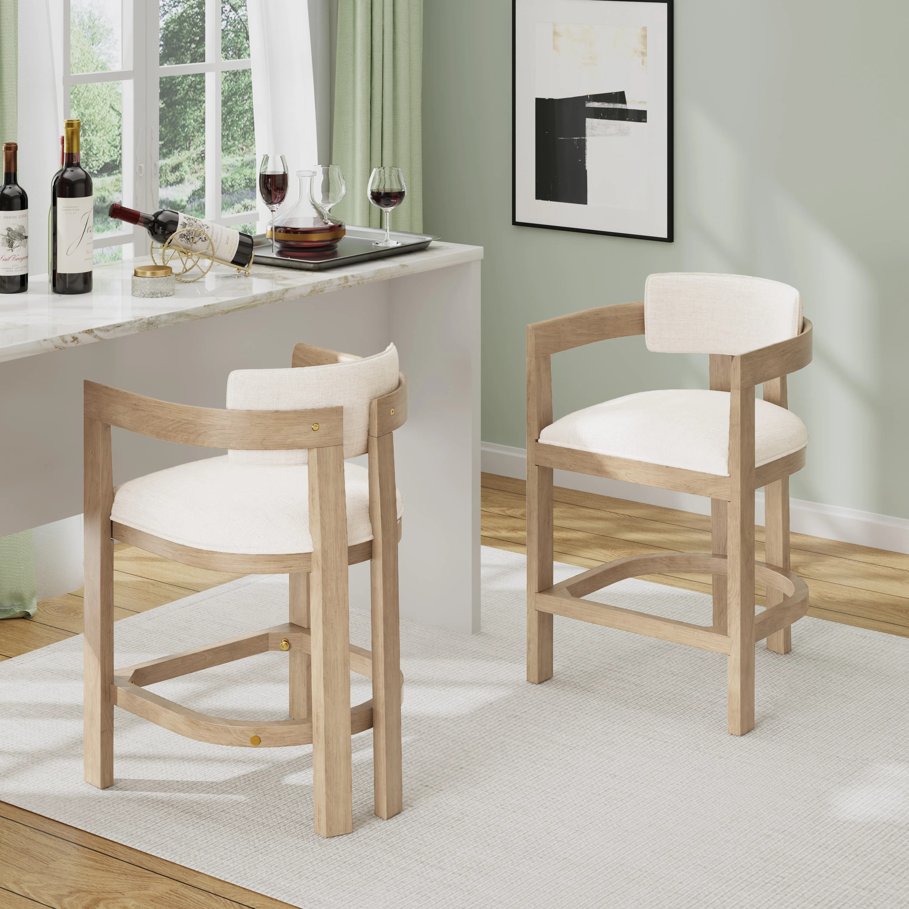 Hokku Designs Evesham 26" Wood Upholstered Barstools & Reviews | Wayfair | Wayfair North America