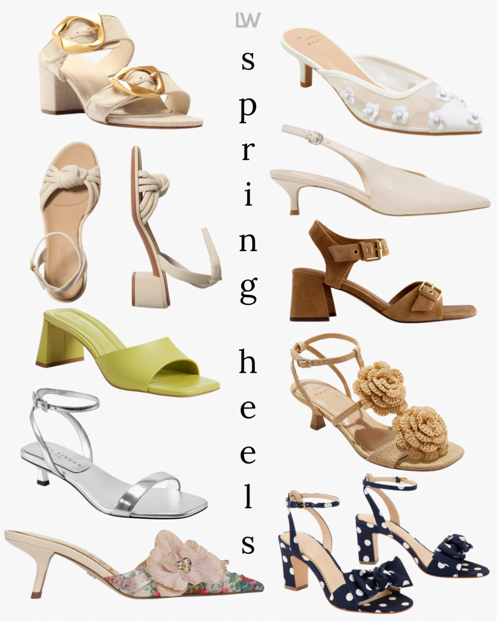 Lots of shoe requests for spring! Heels are lower this season, so have some fun with texture and color when you can 💚