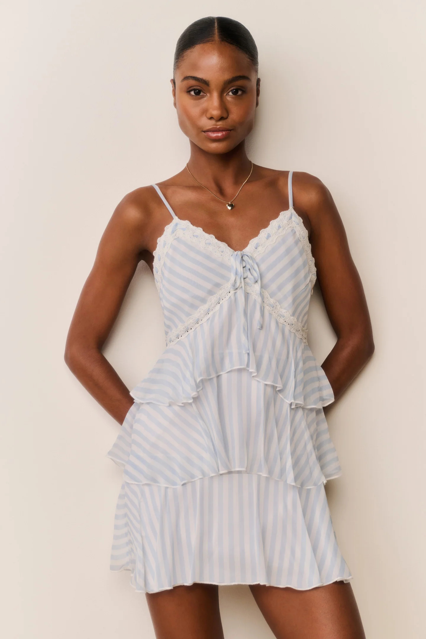 Marlia Striped Chiffon Mini Dress | LoveShackFancy