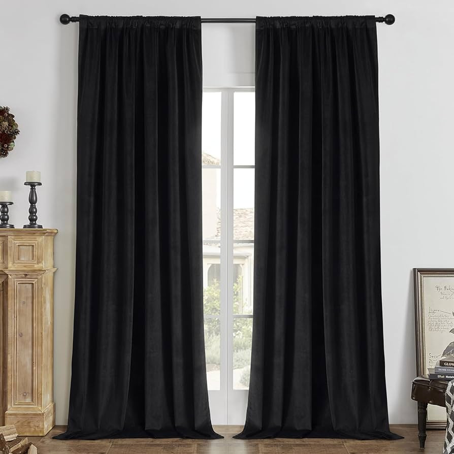 Joydeco Black 100% Blackout Curtains 84 Inch Length 2 Panels Set, Black Out Curtain for Bedroom L... | Amazon (US)