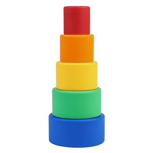 BLUE GINKGO Silicone Stacking Cups – Nesting & Sensory Stacking Toy for Toddlers | Open-Ended Montessori Toy with 5 Cups (Vibrant Colors) | Amazon (US)