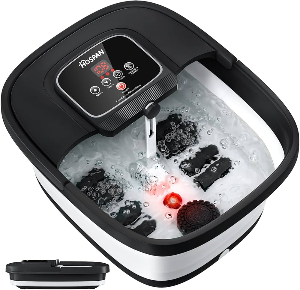 HOSPAN Collapsible Foot Spa with Heat, Bubble, Red Light, and Temperature Control, Foot Bath Mass... | Amazon (US)
