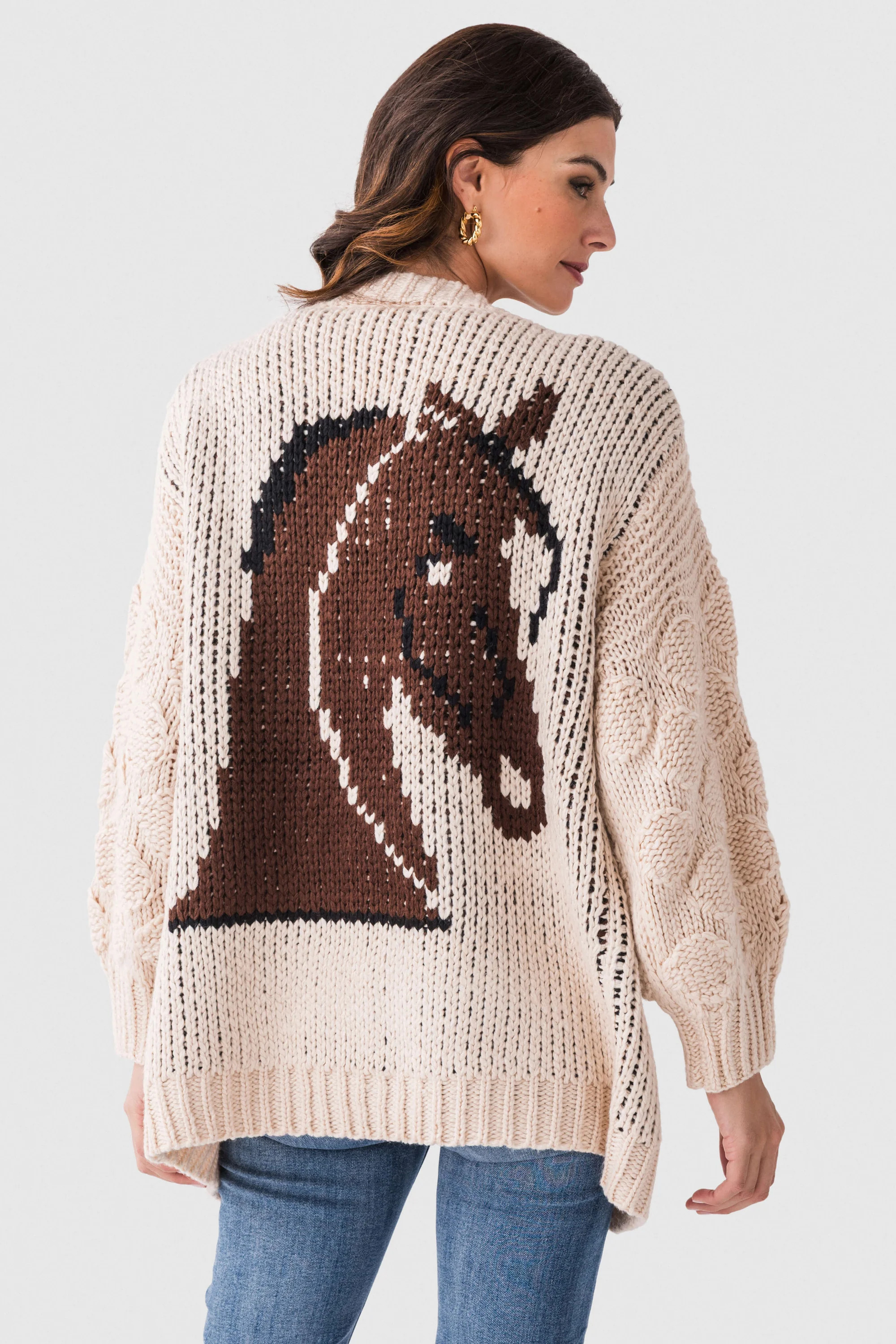 Bailey Rose Horse Print Knit Cardigan | Social Threads
