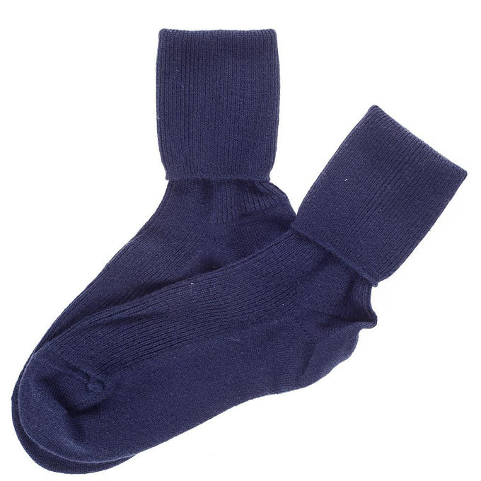 Ladies Navy Cashmere Socks | Black