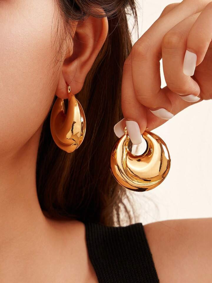 1pair Beach Circular Earrings, High-Quality And Elegant, Simple And Fashionable, Suitable For Sum... | SHEIN