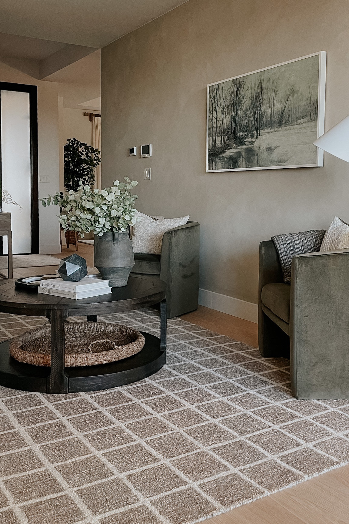 Family room. Living room. Green velvet chairs. Olive green chairs. Occasional chairs. Accent chairs. Target barrel chairs. Polly rug. Loloi rugs. Round coffee table  

#LTKstyletip #LTKFind #LTKhome