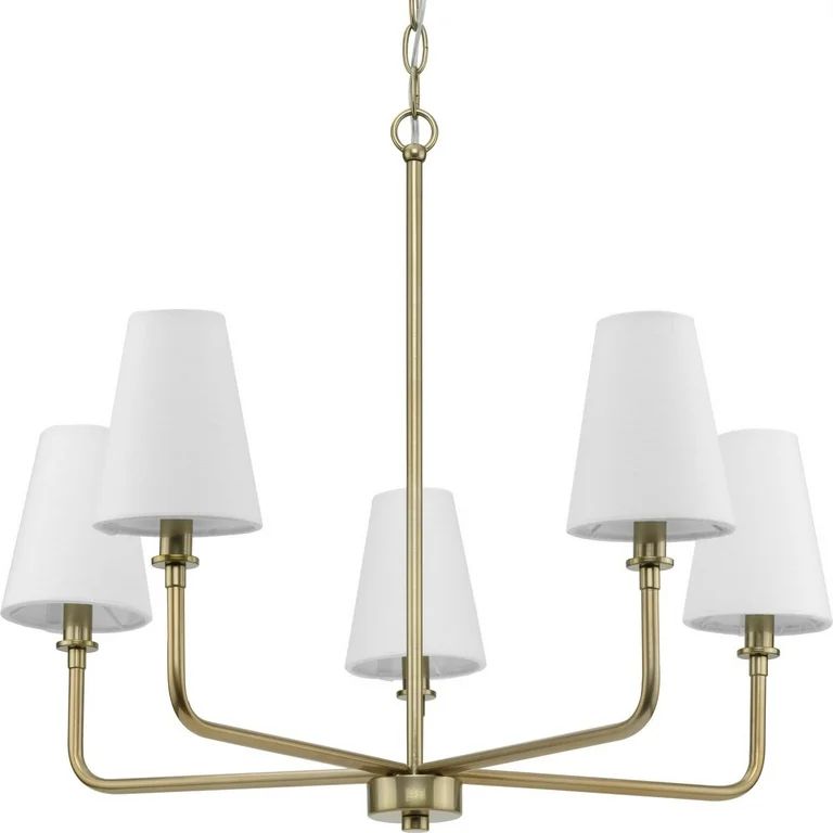 Avec Payton Collection 5-Light Contemporary Champagne Bronze Chandelier with White Fabric Shades | Walmart (US)