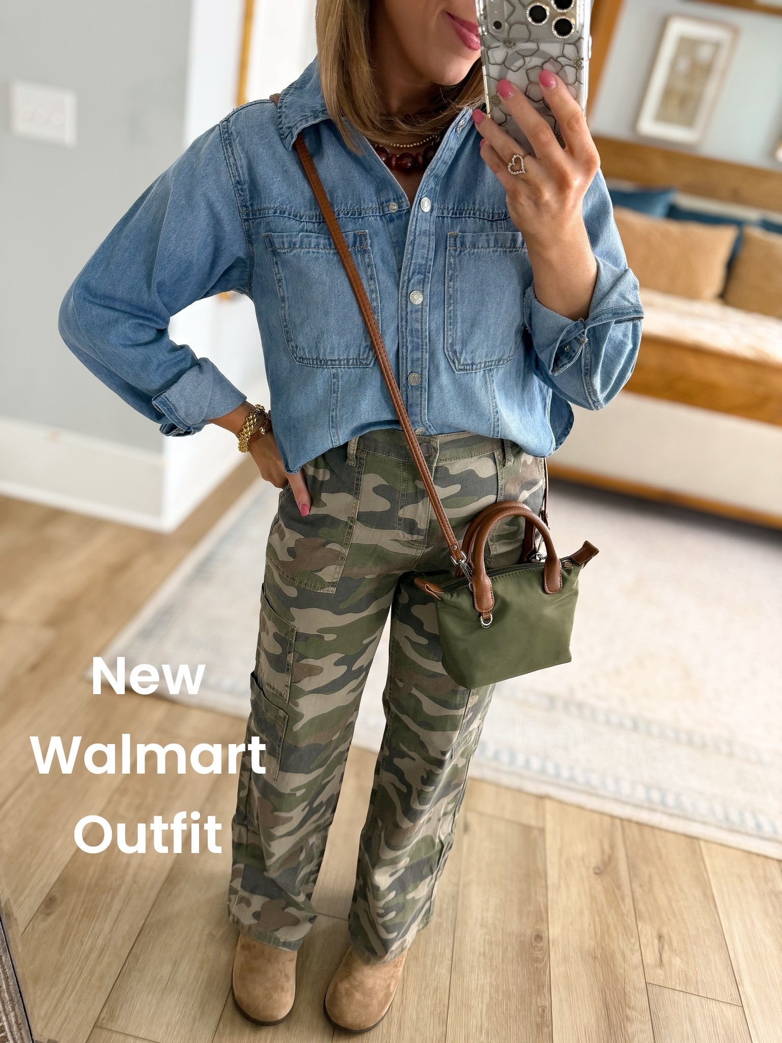 The kind of outfit you’ll reach for over and over again 🤎✨ This Walmart denim shirt is one of those pieces that works with literally everything. It has functional snap buttons, the perfect not-too-thick denim, and comes in two wash options. I paired it with these bestselling Walmart camo pants, the cutest mini crossbody, and comfy suede-look boots for an easy everyday look.

If you’re building a versatile fall wardrobe on a budget, this entire head-to-toe Walmart outfit is such a good one. Every piece looks so much more expensive than it is!

🤎 Denim snap shirt (2 washes)
🤎 Camo cargo pants
🤎 Mini crossbody bag
🤎 Suede-look boots
🤎 Affordable Walmart fashion from head to toe

#walmartfashion #walmartfinds #walmartstyle #walmartnewarrivals #fallfashion #falloutfit #ootd #everydaystyle #casualstyle #affordablefashion #budgetfashion #camopants #denimshirt #momstyle #everydayoutfit #styleonabudget #fashionfinds #fallwardrobe #neutralstyle #outfitideas

#LTKootd #LTKPetite
