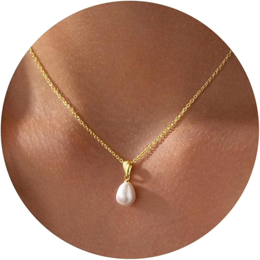 Yoosteel Gold Pearl Necklaces for Women, 14K Gold Plated Pearl Jewelry | Amazon (US)