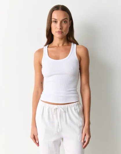 Organic Cotton Scoop Neck Rib Tank | Glassons (Australia)