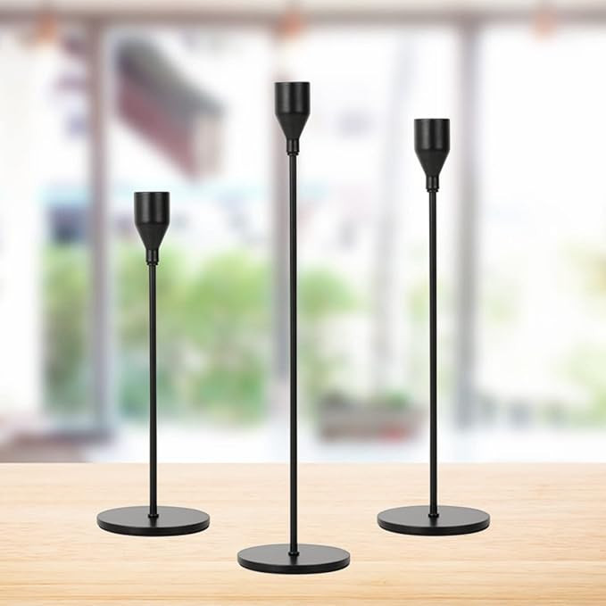 Lobolighting Black Candlesticks Holders Set of 3, Black Taper Candles Holders for Candlestick, Mo... | Amazon (US)