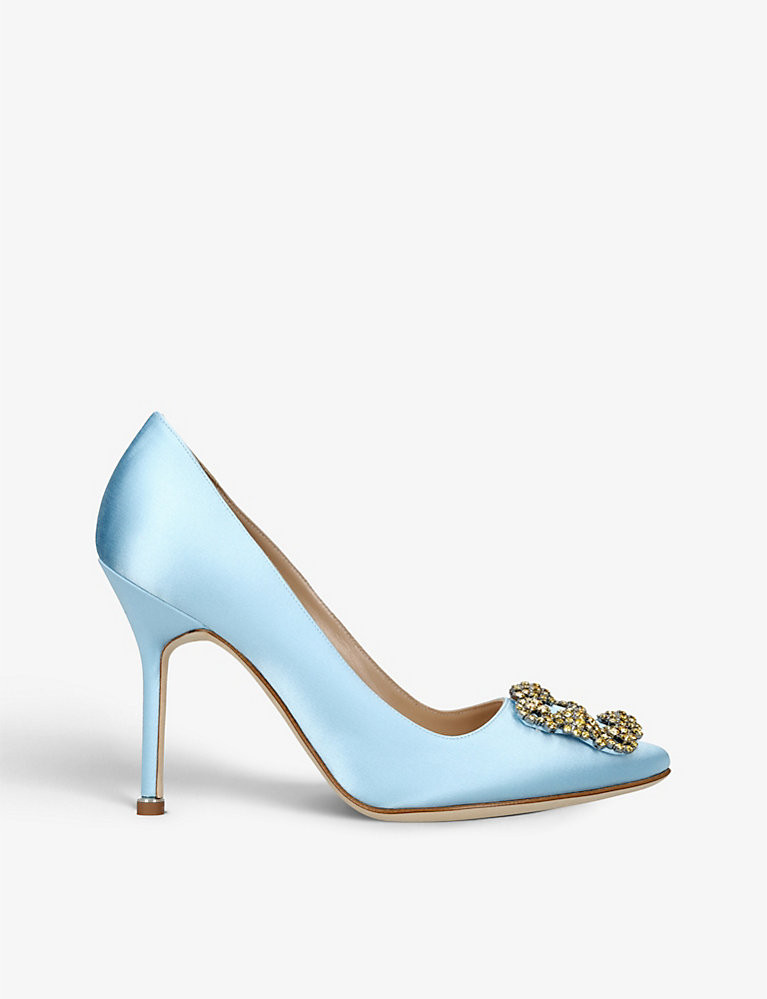 Hangisi 105 buckle-embellished satin courts | Selfridges