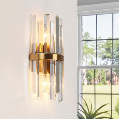 2-Light Crystal Wall Sconce, 12" Gold Accent Wall Light - LNC Tadonipkeseismo | Target