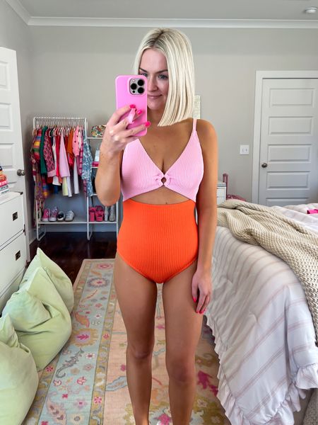 Color block crinkle one piece swimsuit / Walmart swimsuit / walmart one piece / pink and orange swimsuit / cute mom swimsuit / affordable swimwear 

#LTKtravel #LTKstyletip #LTKswim