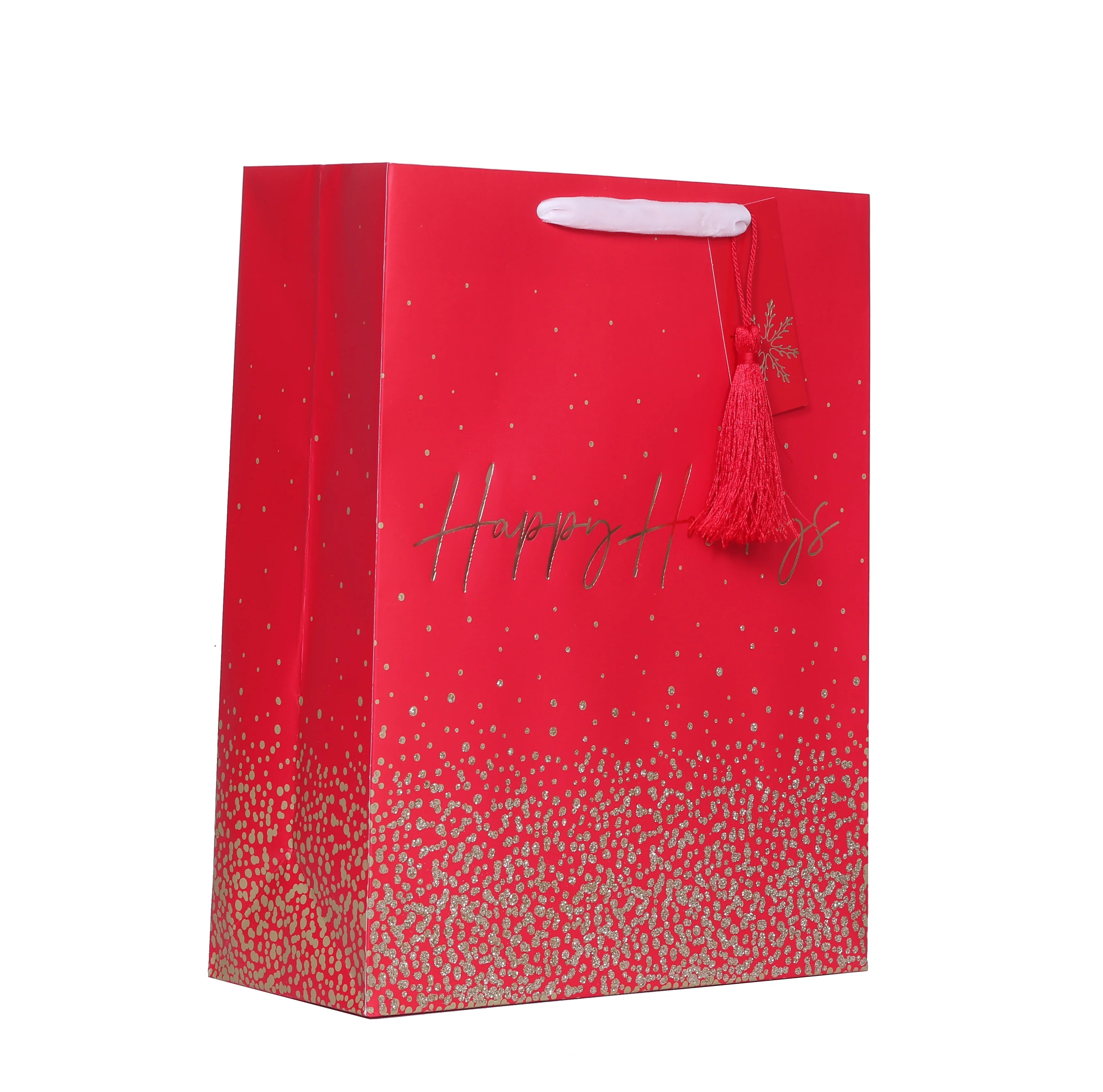 Large Gold Ombre Glitter Christmas Gift Bag ( 10" x 12.75") by My Texas House | Walmart (US)