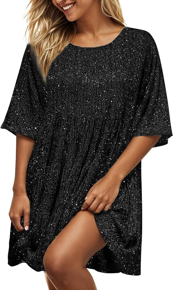 MAYSTEPPE Sparkly Glitter Dress Birthday Party Outfits Black Birthday Outfit Womens Birthday Dress | Amazon (US)