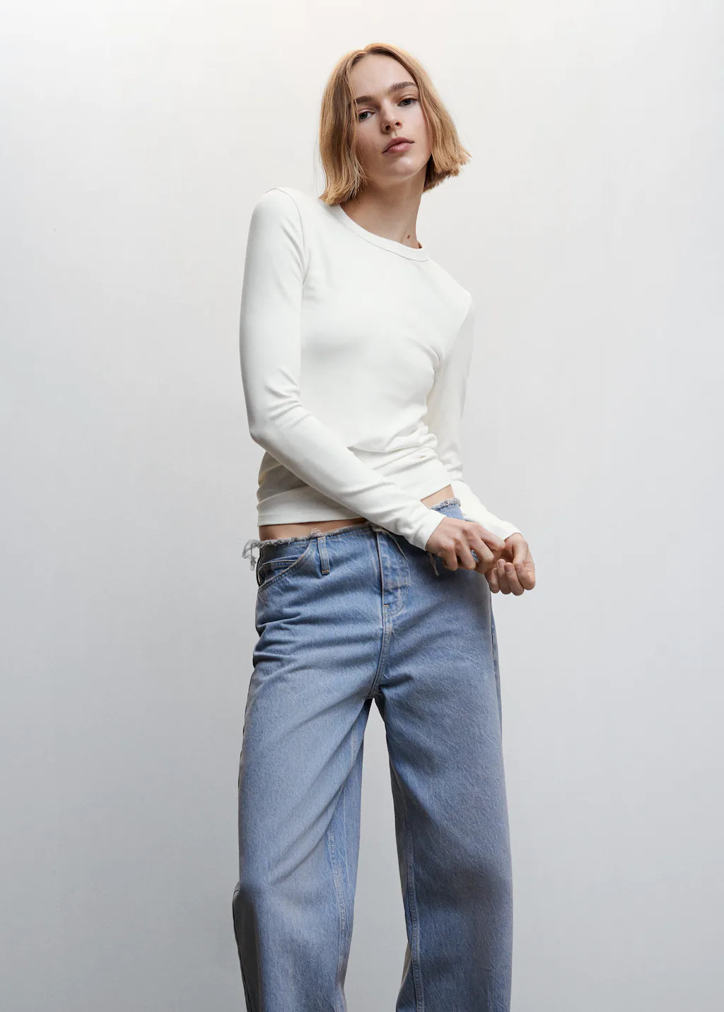 Recycled cotton t-shirt | White Top Tops | Long Sleeve Tops | Spring Outfits 2023 | MANGO (US)