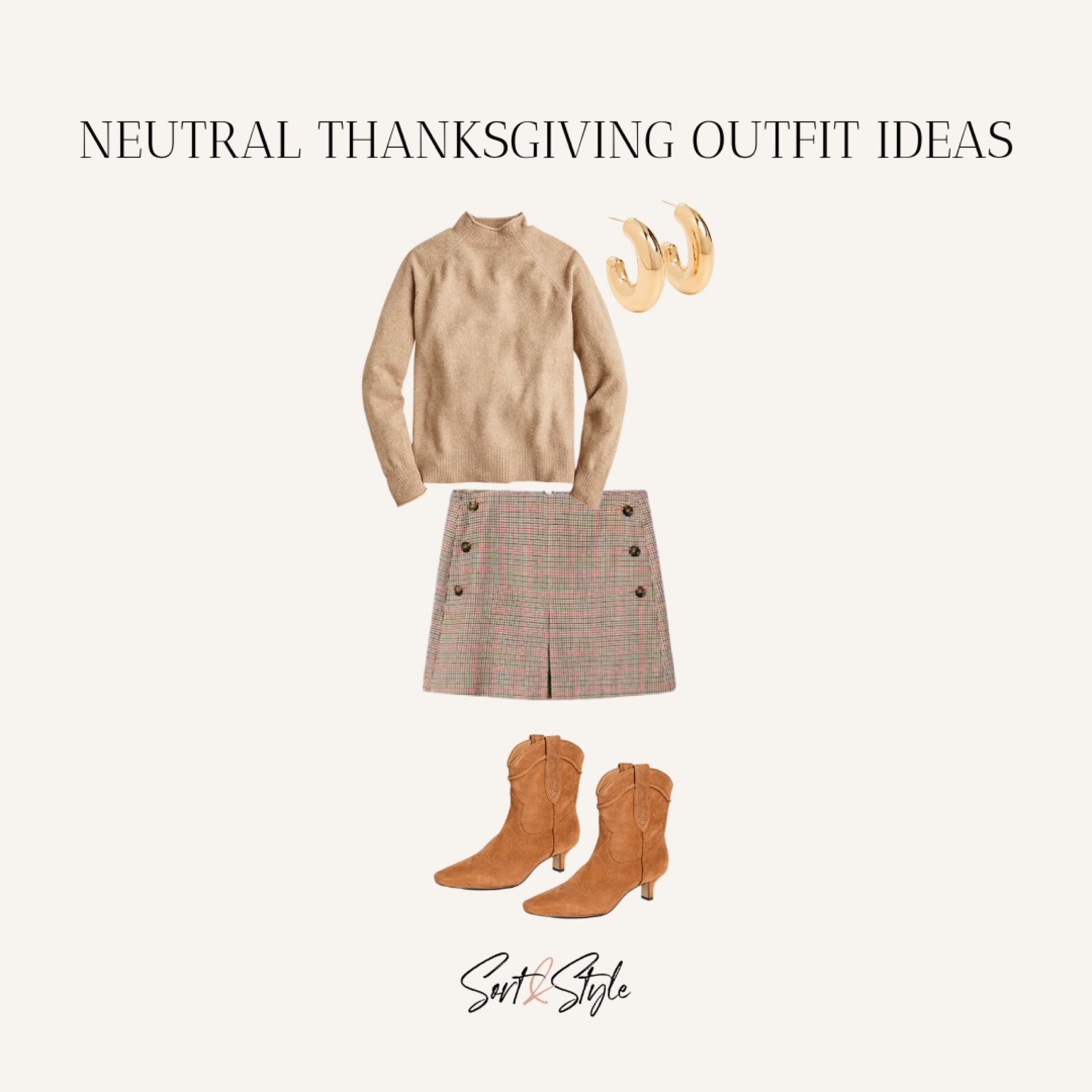 Neutral Thanksgiving Outfit Ideas - sweater, plaid mini, western booties

#LTKSeasonal #LTKstyletip #LTKshoecrush
