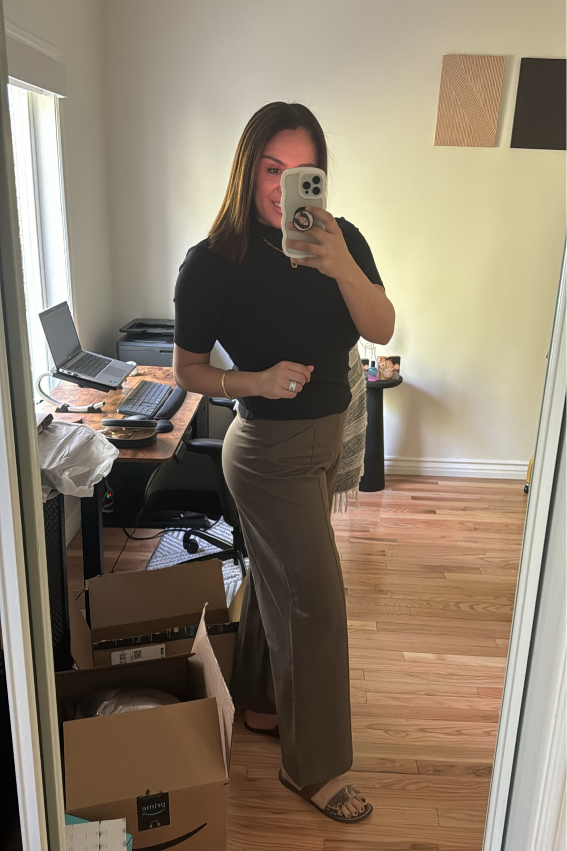 Sunday Church Outfit — pulled out my business casual pants and shirt I wore to work and threw on some sandals 🤍

#LTKFamily #LTKFindsUnder50 #LTKSeasonal