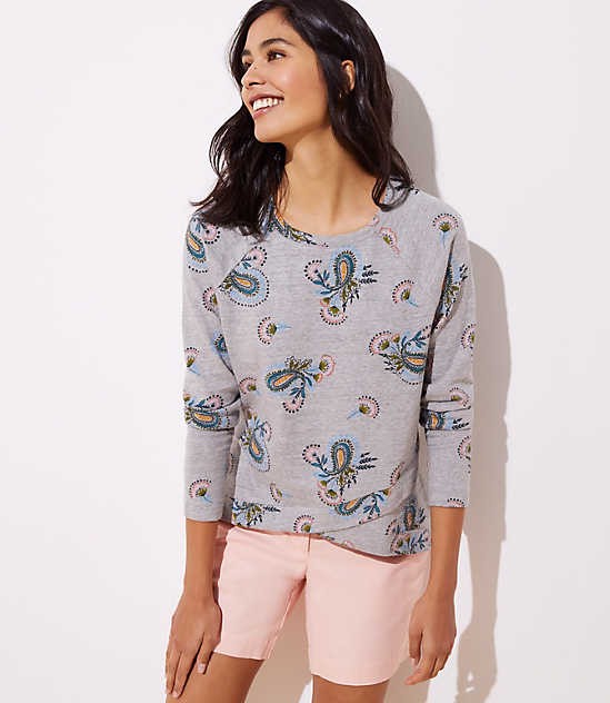 Paisley Tulip Hem Sweatshirt | LOFT