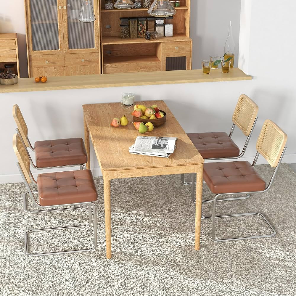 Westice Dining Chairs Set of 4, Mid Century Modern Rattan Dining Room Chairs with Upholstered PU ... | Amazon (US)