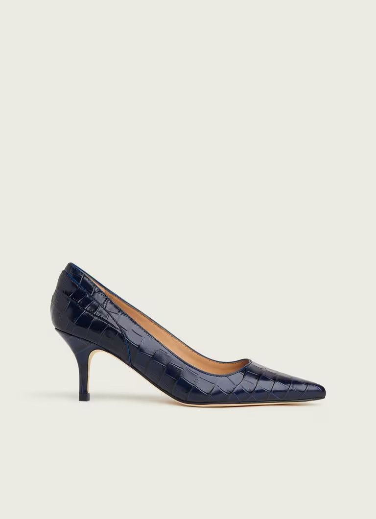 Franny Navy Croc-Effect Courts | L.K. Bennett (UK)