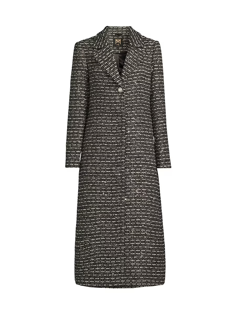 Women's SB Tweed Longline Coat - Black White Tweed - Size Medium | Saks Fifth Avenue