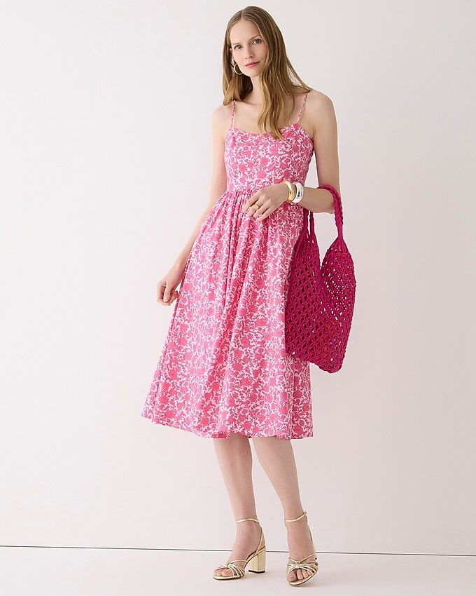 A-line cotton poplin midi dress in rosebud floral | J.Crew US